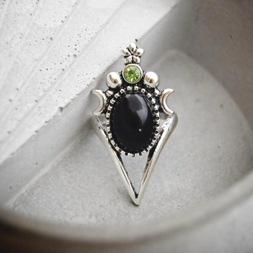 Faux Onyx Gypsy Statement Ring